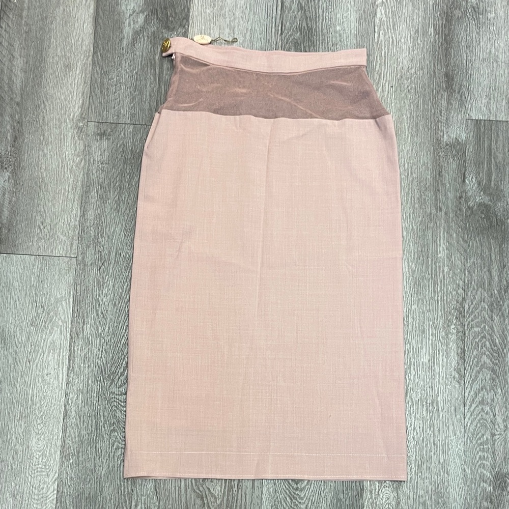 Vivienne Westwood Blush Pencil Skirt with Mesh Accent